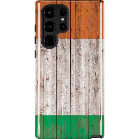 Ireland Flag Dark Wood Galaxy S22 Ultra Pro Case